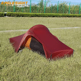 1kg Lightweight Tent Waterproof 10D Nylon 1 Person Tunnel Tent with 2-Side Silicon Coating 1 Pole Backpacking Tent
