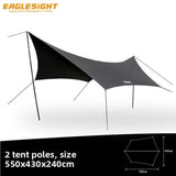 300D Black Coated Portable Oxford Camping Tarp Full Blackout Waterproof Sun Protection Canopy with Plaid Fabric Hexagonal Shape