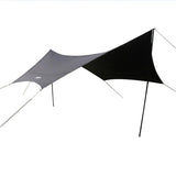 300D Black Coated Portable Oxford Camping Tarp Full Blackout Waterproof Sun Protection Canopy with Plaid Fabric Hexagonal Shape