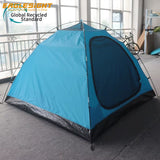 Factory OEM Double-Layer Outdoor Camping Tent 3-4 Person Fiberglass Pole Waterproof Breathable Polyester Customizable